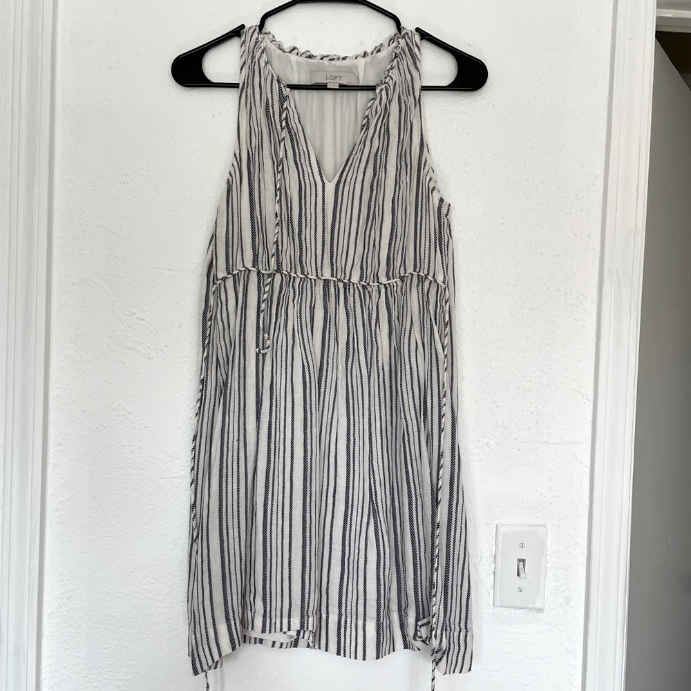 Ann Taylor loft navy stripe dress XS